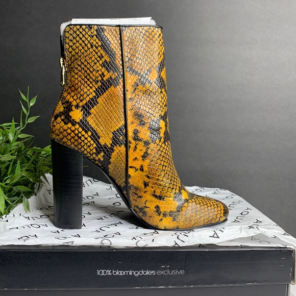 Aqua Womens Soren Ankle Boots Leather Block Heel - Yellow - Picture 10 of 11